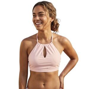 Athleta Bikini Swim Top Womens Sm Pink High Neck Poolside Resort Cruise Vacation